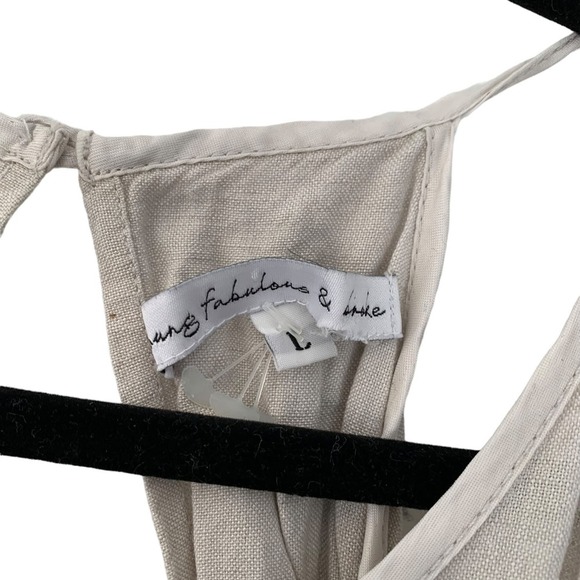 Young Fabulous & Broke Diego Jumpsuit Large Linen Tencel Beige Oatmeal Haze YFB - Picture 7 of 9